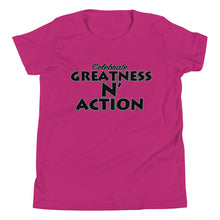 Load image into Gallery viewer, Youth Greatness N&#39; Action Statement T-Shirt (B.P)
